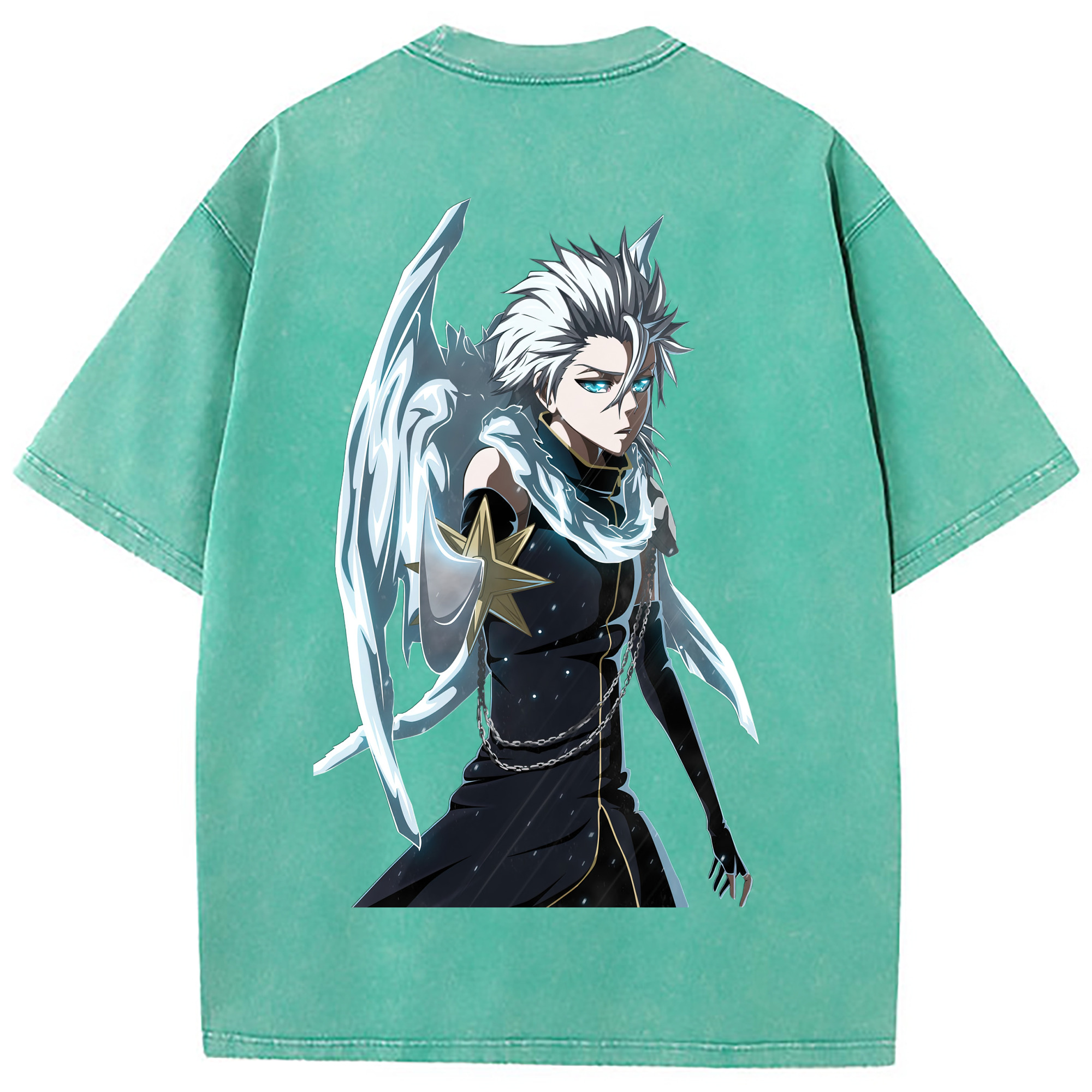 （画像用） ブリーチ 日番谷冬獅郎（ひつがや とうしろう） BLEACH Hitsugaya Toushirou 綿100% ヴィンテージ風 半袖Tシャツ（背面プリント）